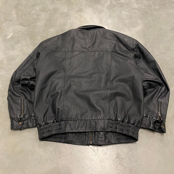 Vintage y2k 90s black collared a-2 aviator leather jacket - Picture 5 of 5